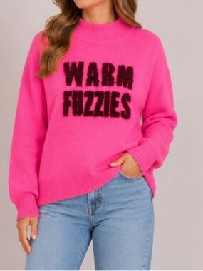 A New Day Bright Pink "Warm Fuzzies" Cozy Women's Sweater SZ SM